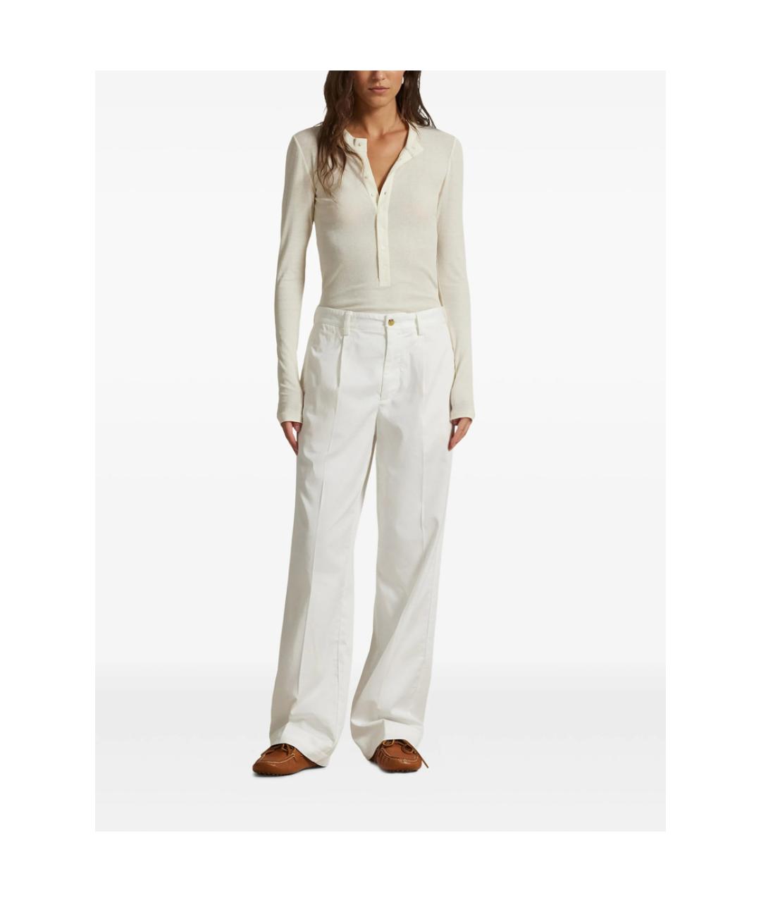 RALPH LAUREN Белые хлопковые прямые брюки, фото 3