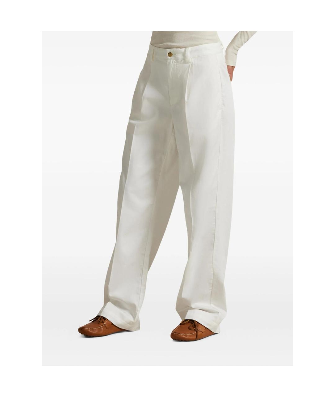 RALPH LAUREN Белые хлопковые прямые брюки, фото 2