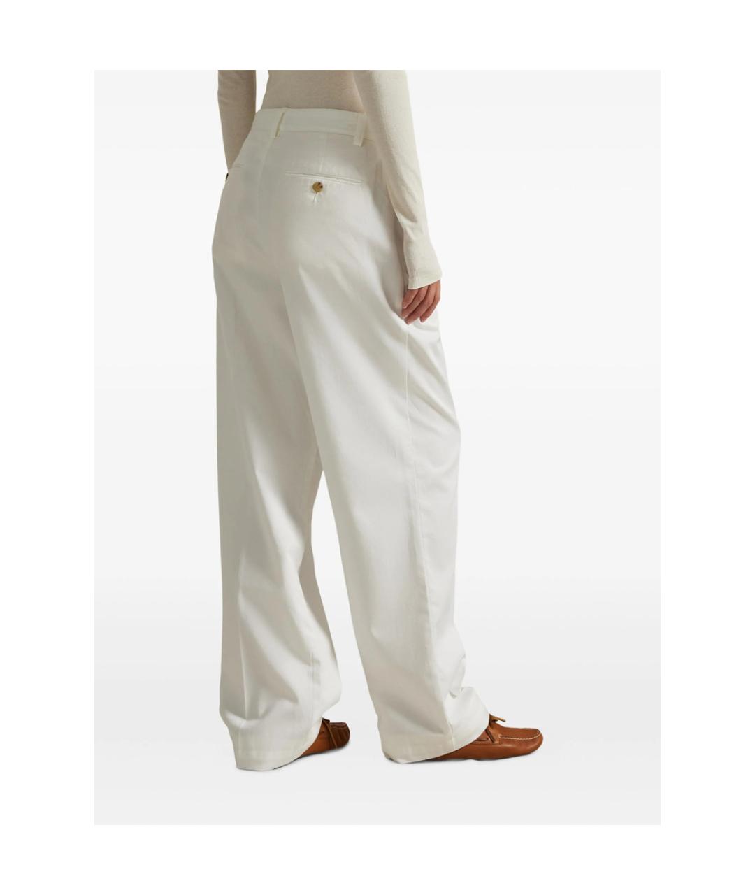 RALPH LAUREN Белые хлопковые прямые брюки, фото 4