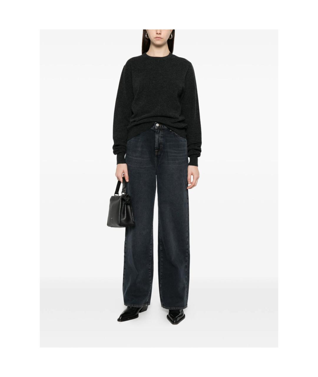 7 FOR ALL MANKIND Черные хлопковые прямые джинсы, фото 2