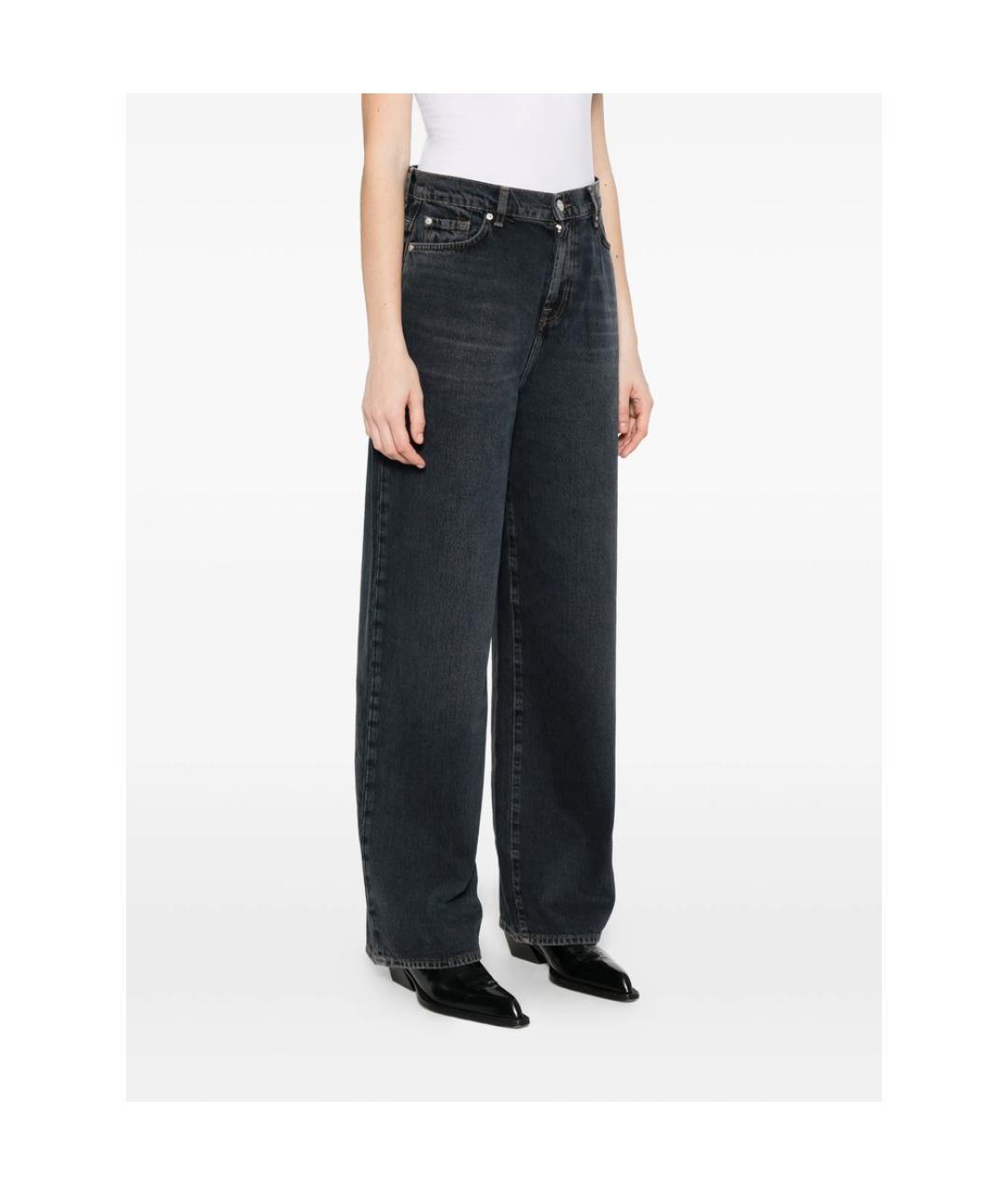 7 FOR ALL MANKIND Черные хлопковые прямые джинсы, фото 5