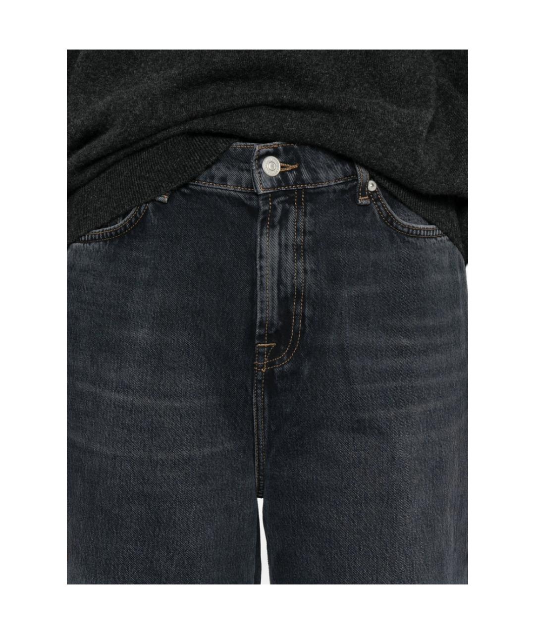 7 FOR ALL MANKIND Черные хлопковые прямые джинсы, фото 3
