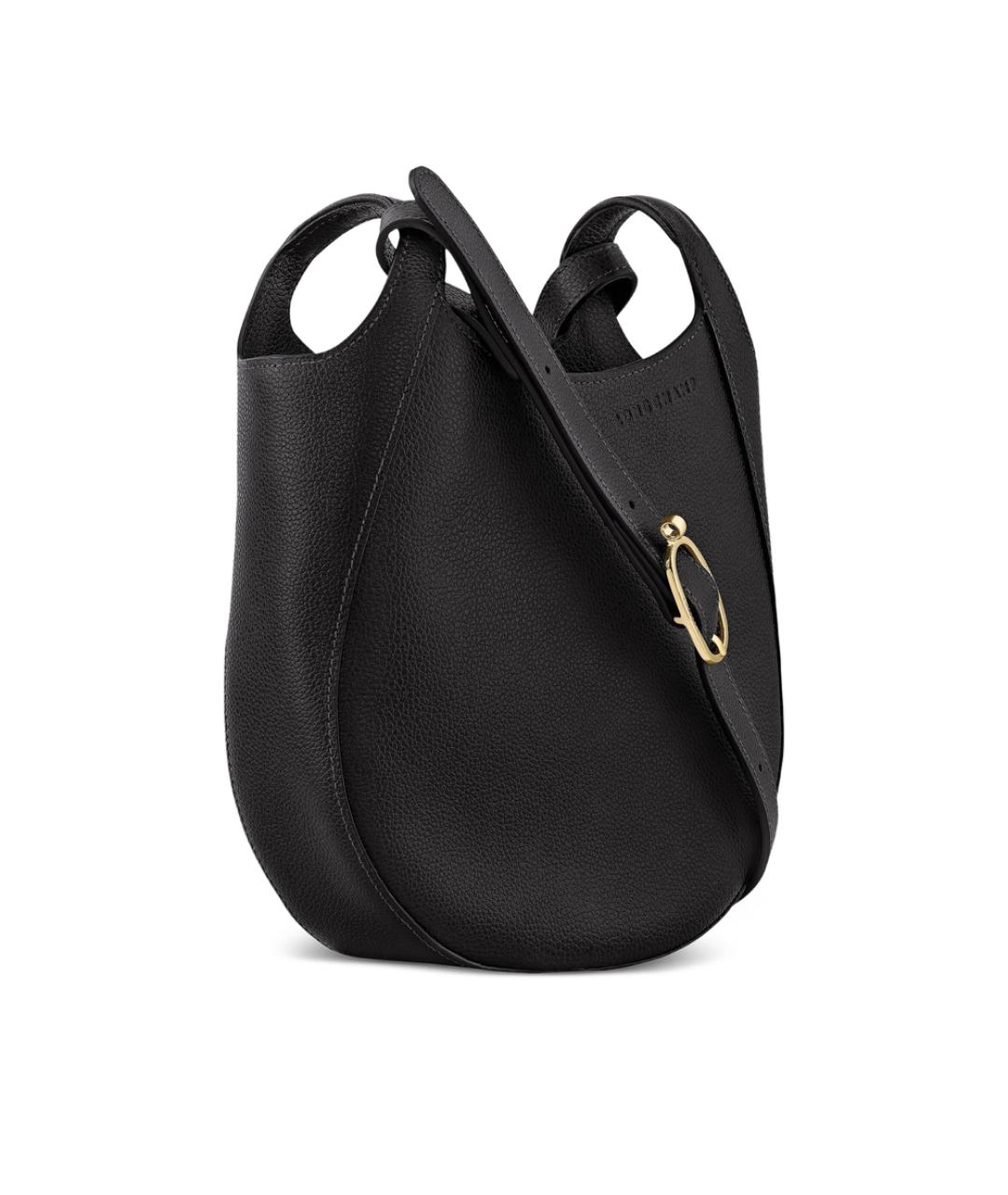 LONGCHAMP Черная кожаная сумка через плечо, фото 3