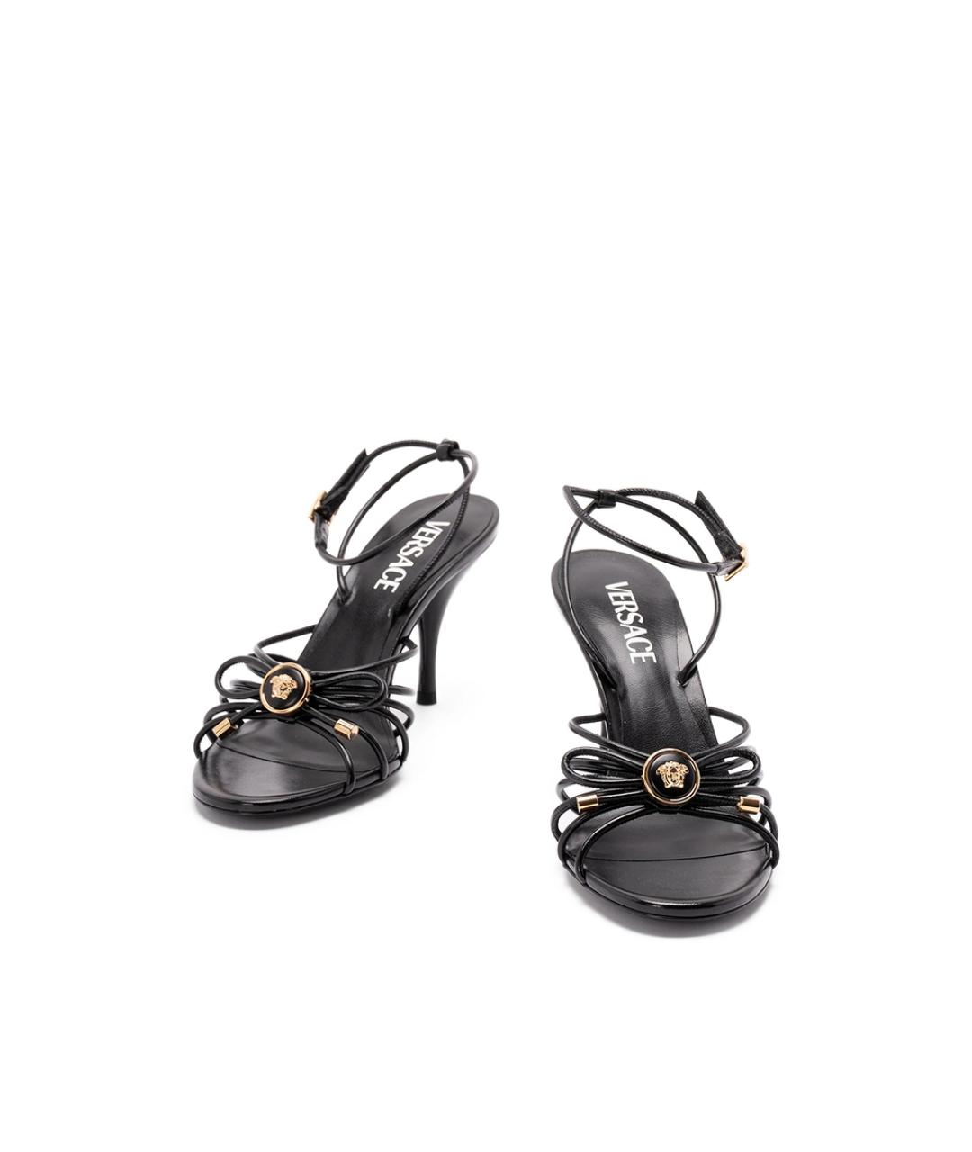 VERSACE Черные кожаные босоножки, фото 2