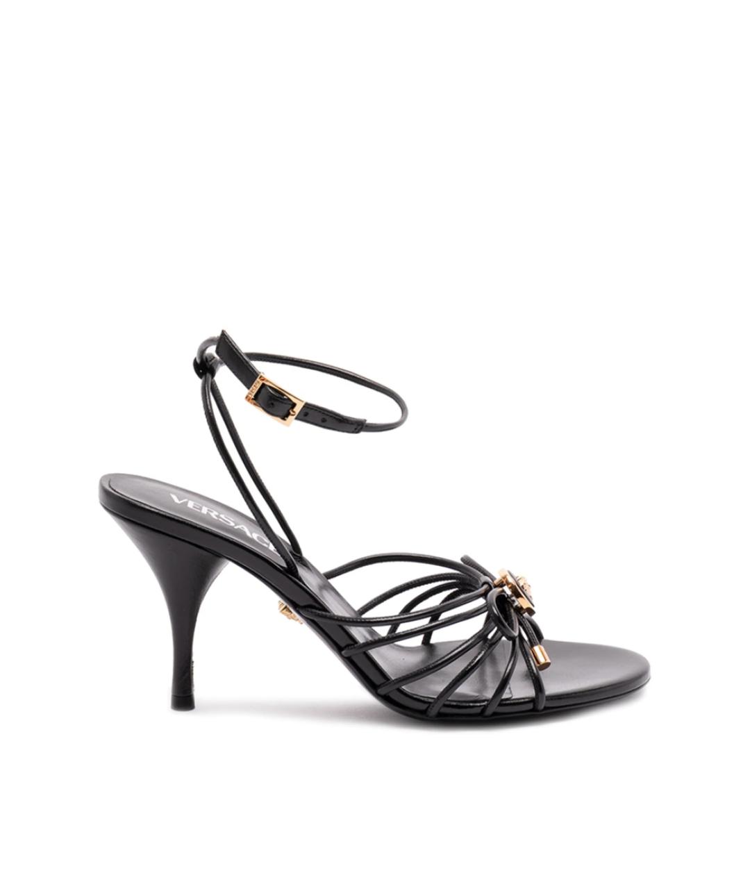 VERSACE Черные кожаные босоножки, фото 1