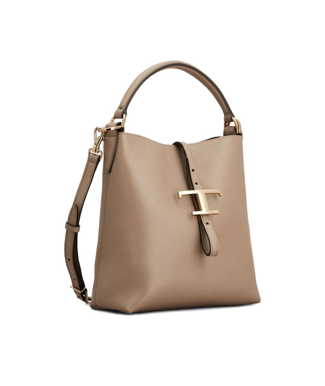 TOD'S Бежевая кожаная сумка тоут, фото 5