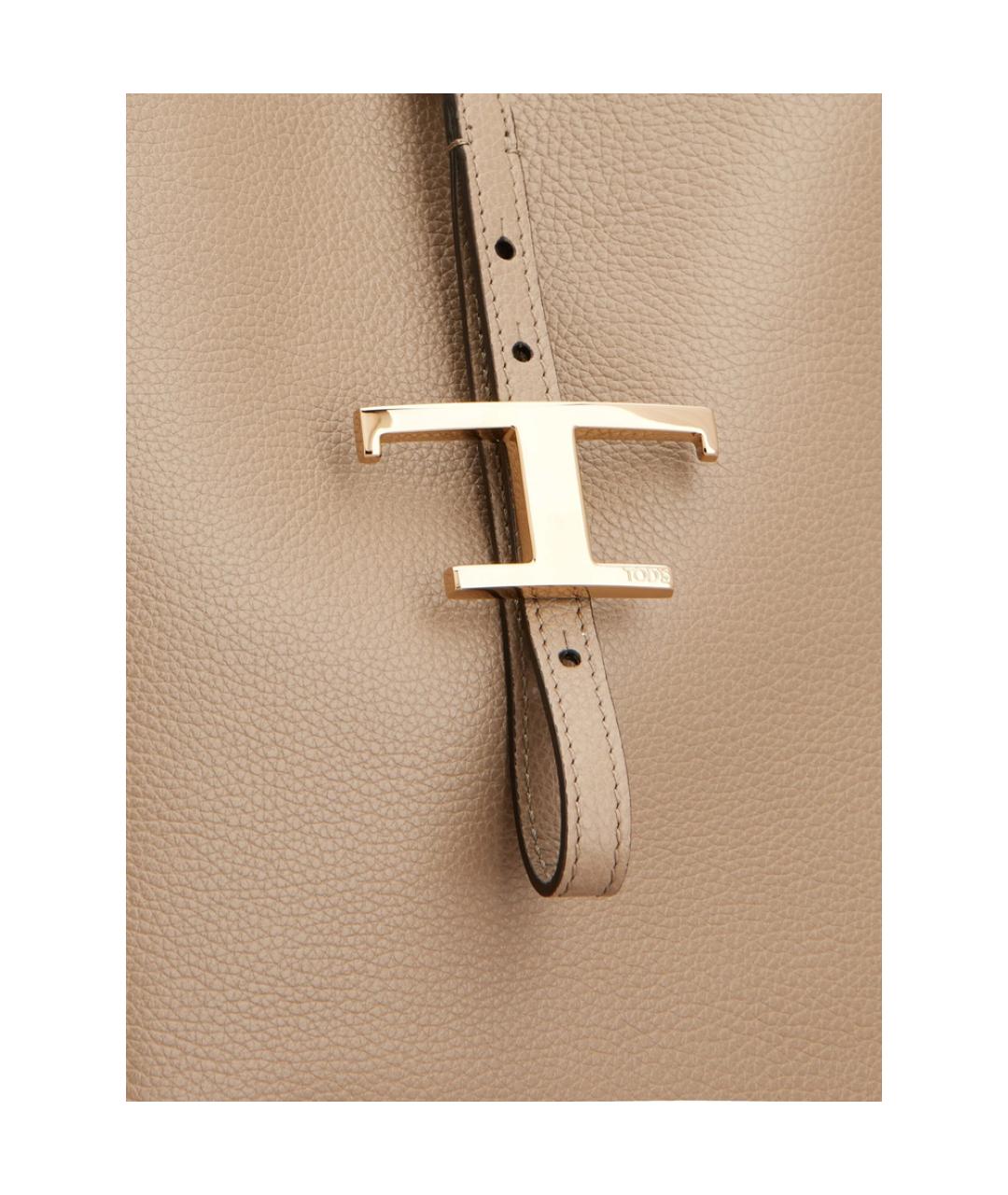 TOD'S Бежевая кожаная сумка тоут, фото 4