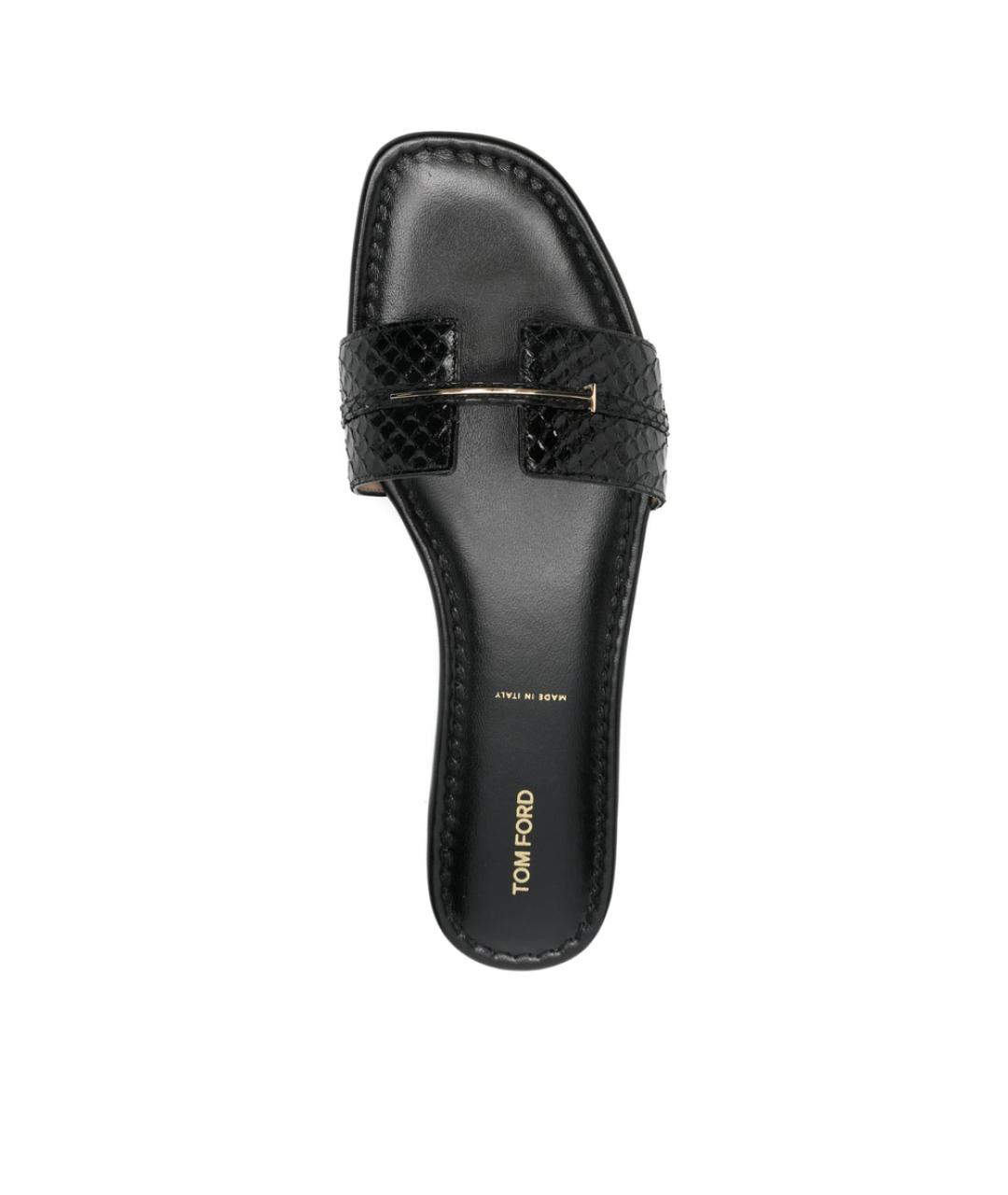 TOM FORD Черные шлепанцы из лакированной кожи, фото 4