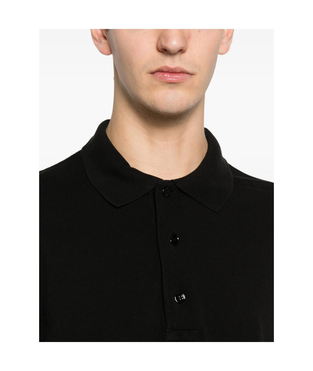 TOM FORD Черное хлопковое поло с коротким рукавом, фото 4