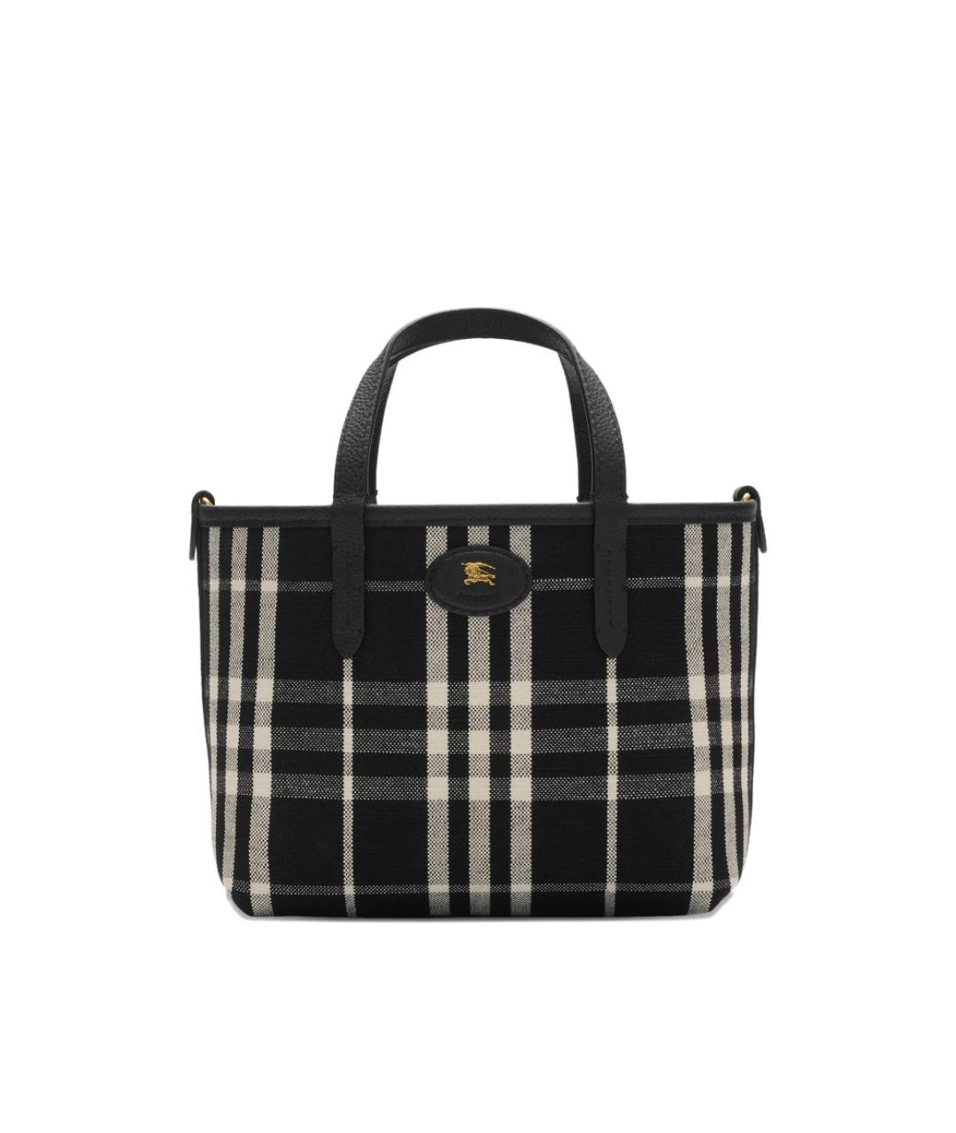 BURBERRY Черная кожаная сумка тоут, фото 2