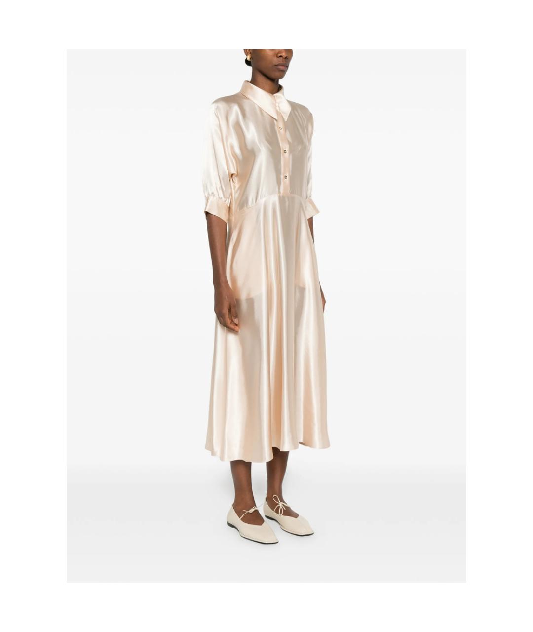 ALBERTA FERRETTI Розовое шелковое повседневное платье, фото 2