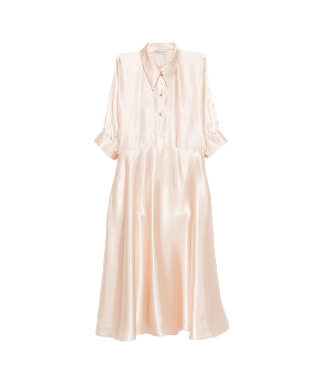 ALBERTA FERRETTI Розовое шелковое повседневное платье, фото 1