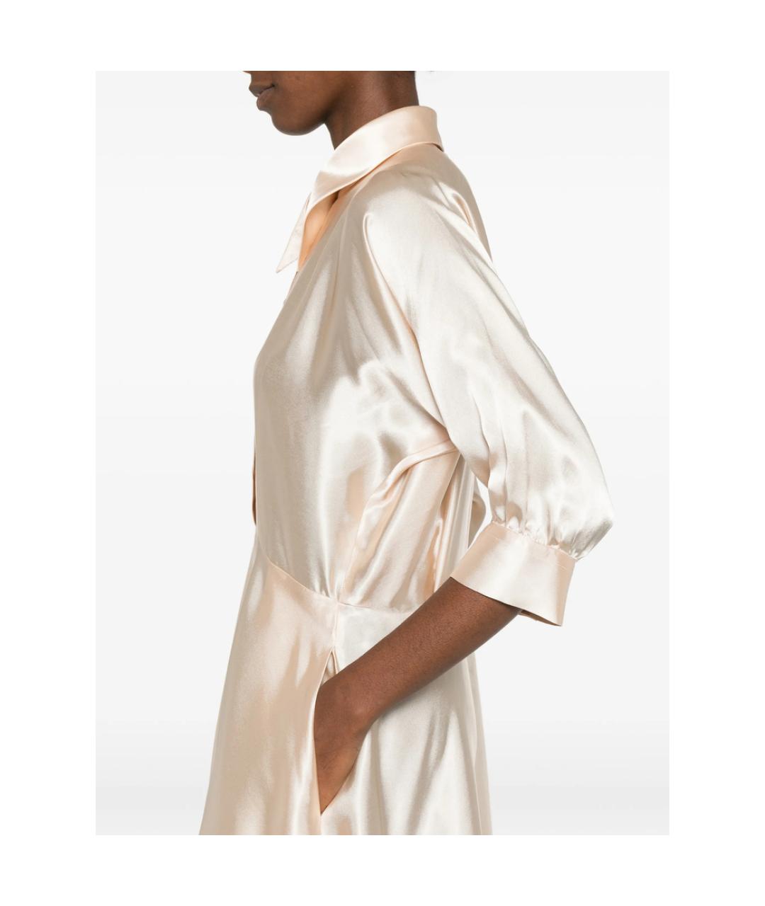 ALBERTA FERRETTI Розовое шелковое повседневное платье, фото 4