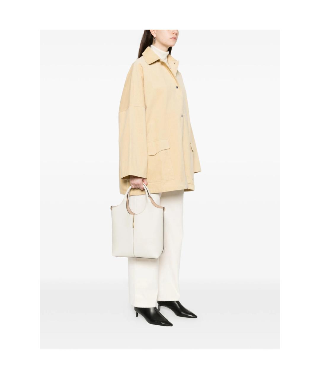 TOD'S Белая кожаная сумка тоут, фото 4