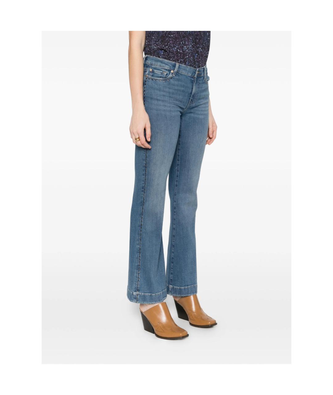 7 FOR ALL MANKIND Синие хлопковые джинсы клеш, фото 3