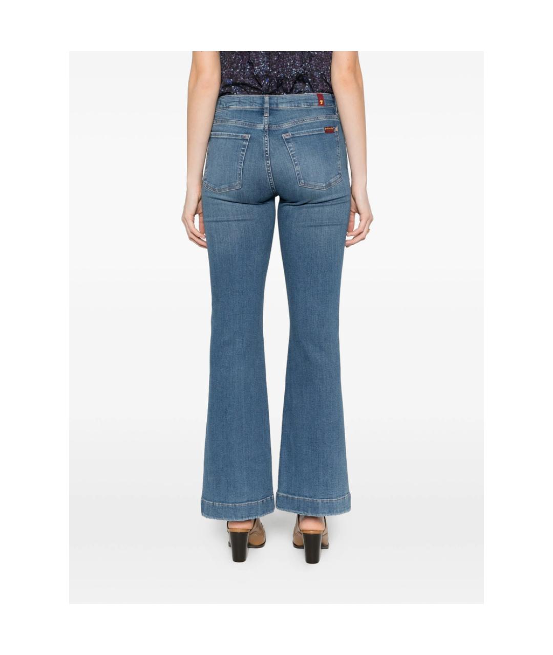 7 FOR ALL MANKIND Синие хлопковые джинсы клеш, фото 4