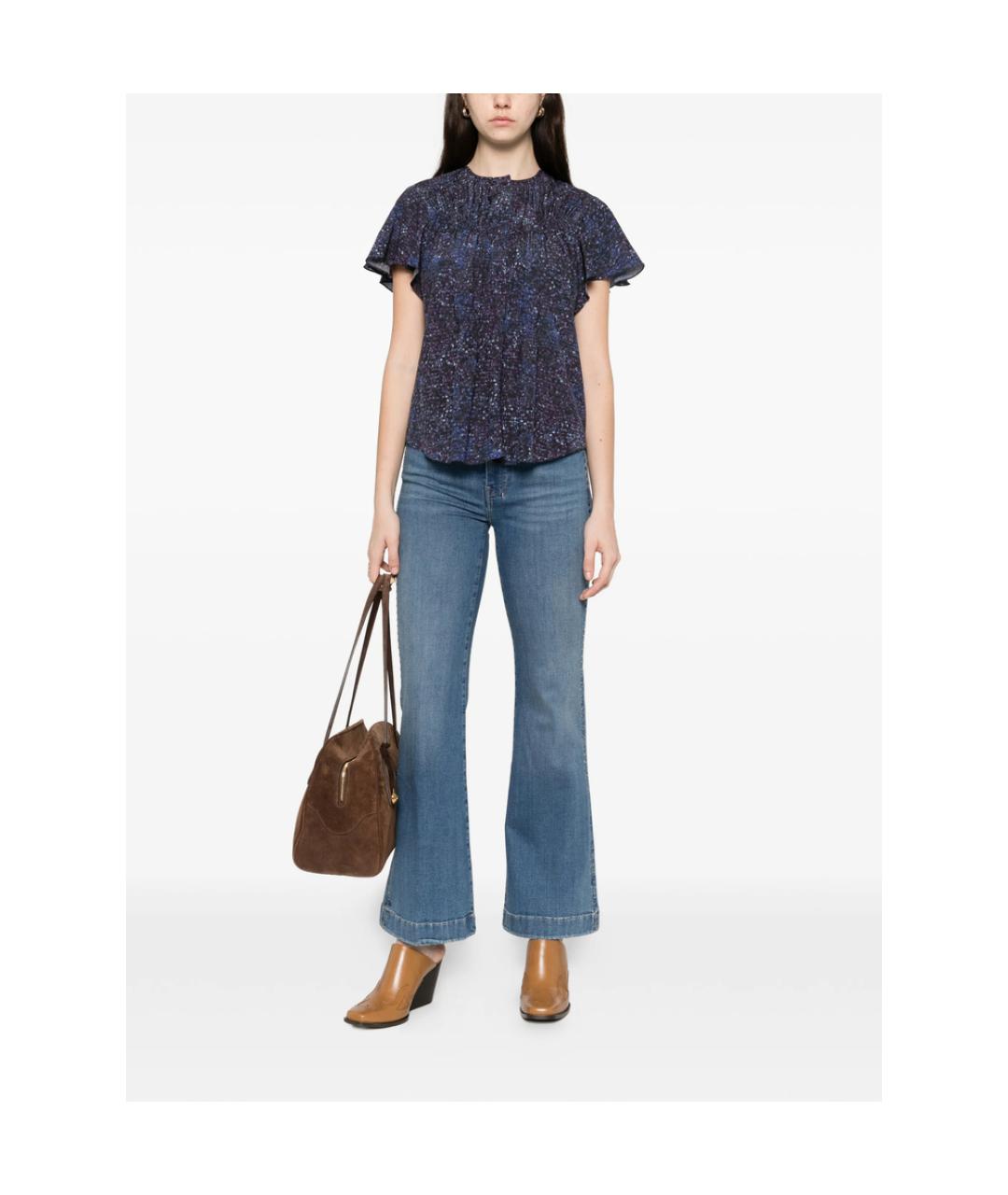 7 FOR ALL MANKIND Синие хлопковые джинсы клеш, фото 2