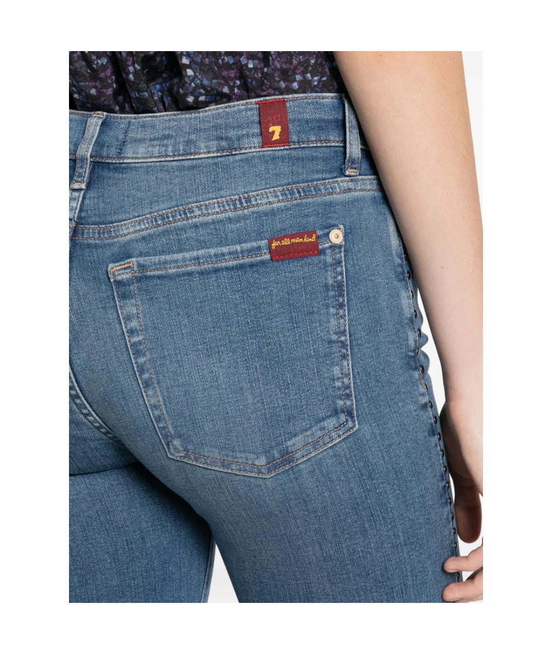 7 FOR ALL MANKIND Синие хлопковые джинсы клеш, фото 5