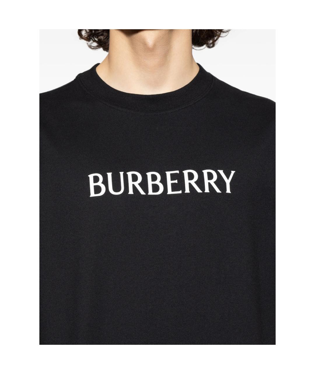 BURBERRY Черная хлопковая футболка, фото 2