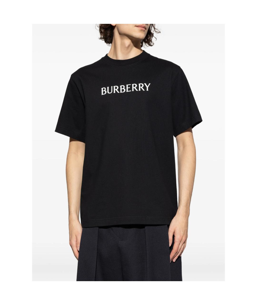 BURBERRY Черная хлопковая футболка, фото 3