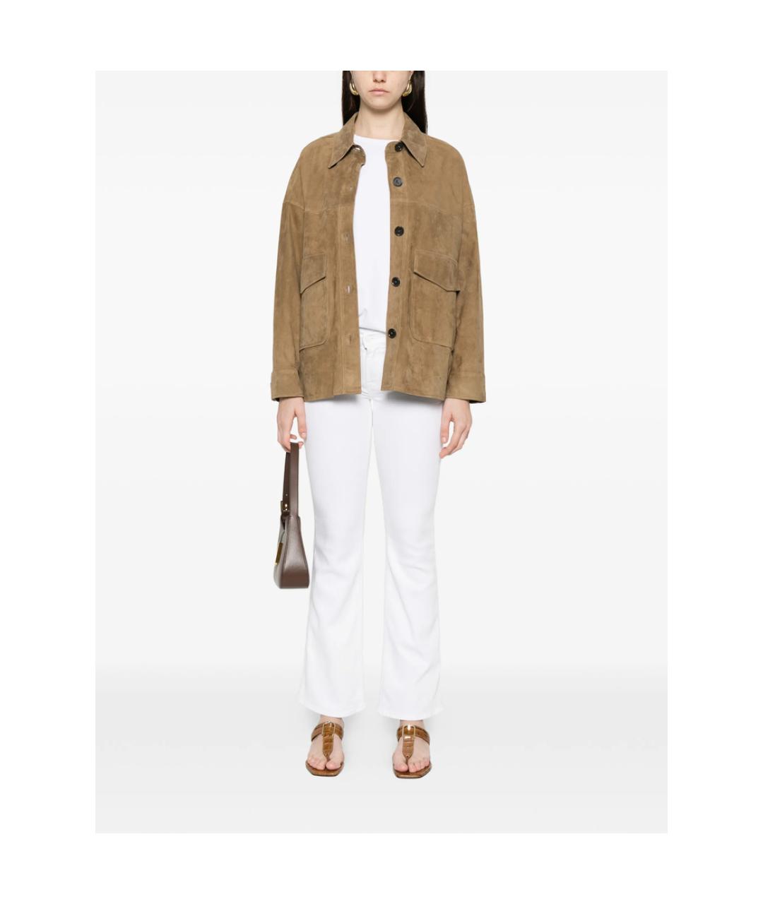 7 FOR ALL MANKIND Белые хлопковые джинсы клеш, фото 4