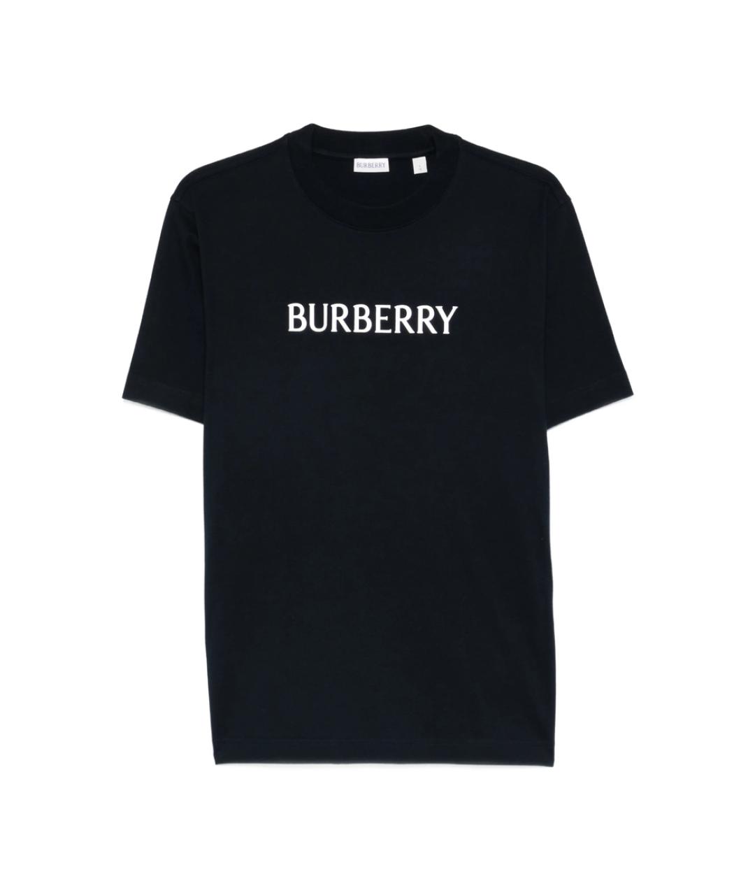 BURBERRY Темно-синяя хлопковая футболка, фото 1