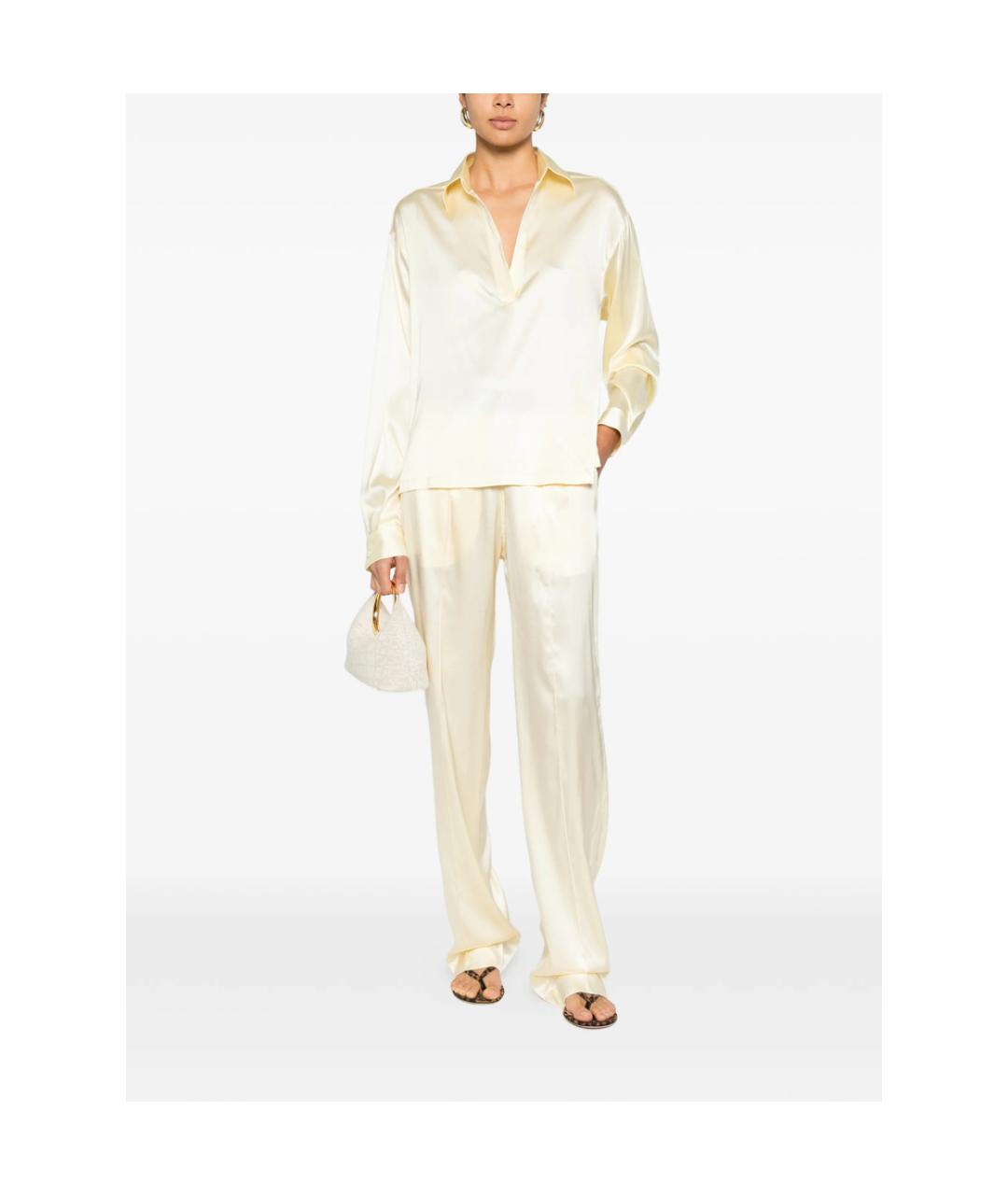 TOM FORD Желтые шелковые прямые брюки, фото 4