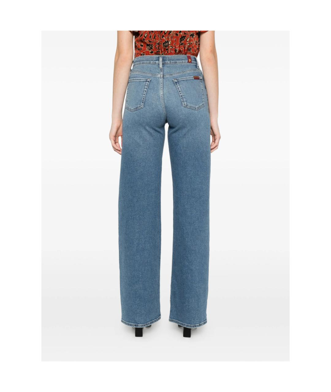 7 FOR ALL MANKIND Синие хлопковые прямые джинсы, фото 4