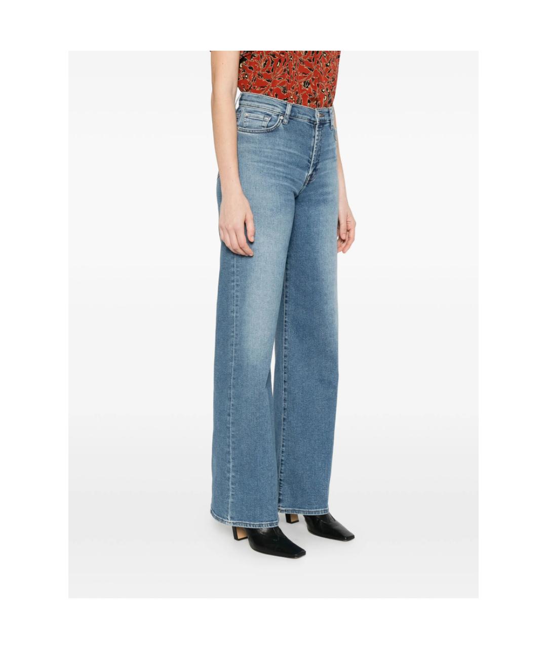 7 FOR ALL MANKIND Синие хлопковые прямые джинсы, фото 5