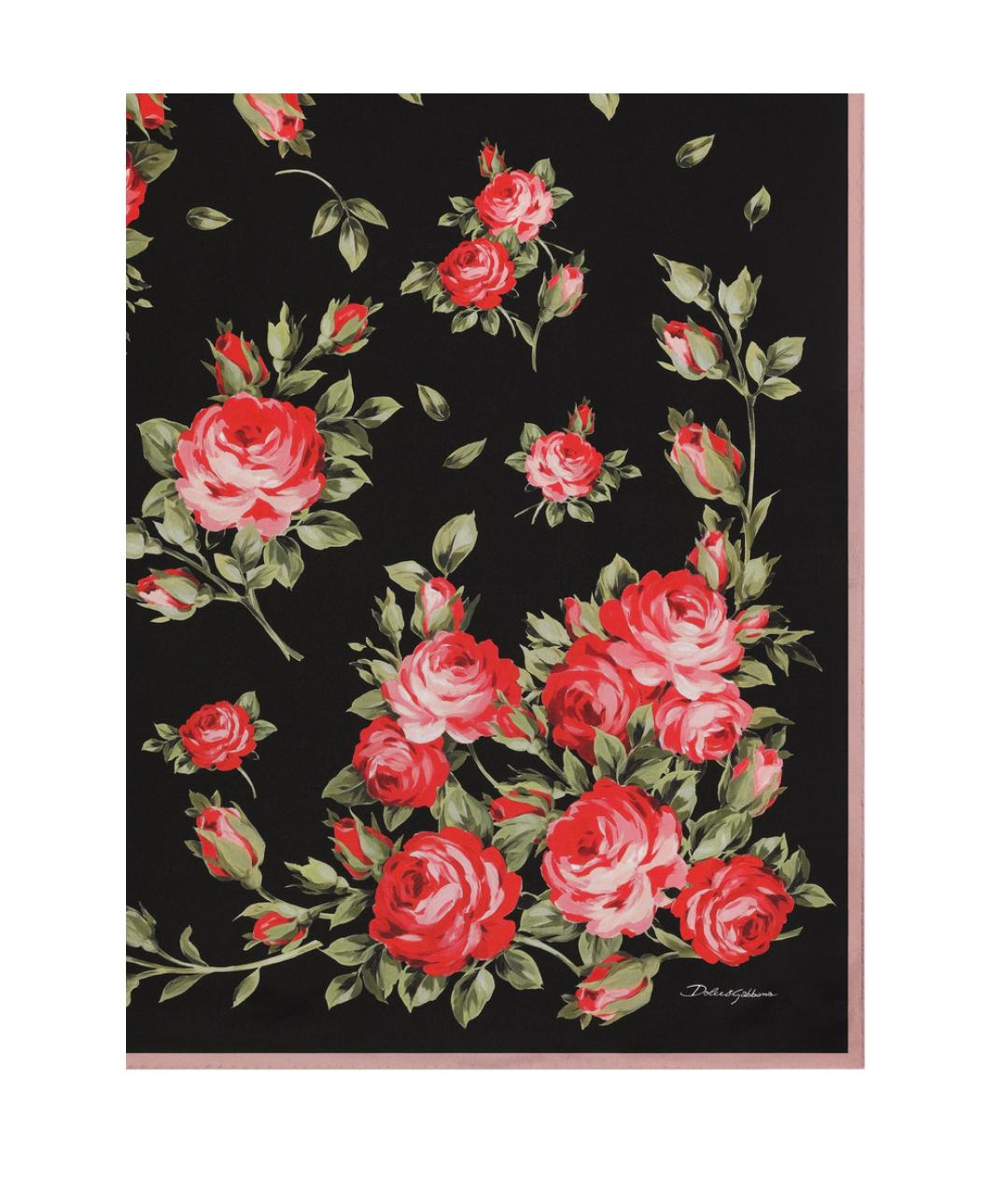 DOLCE&GABBANA Черный шелковый платок, фото 2