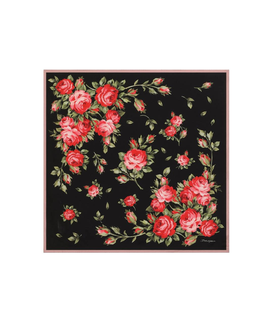 DOLCE&GABBANA Черный шелковый платок, фото 1