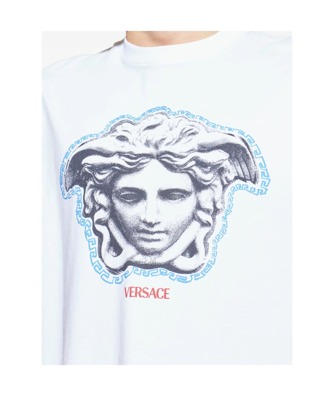 VERSACE Белая хлопковая футболка, фото 5