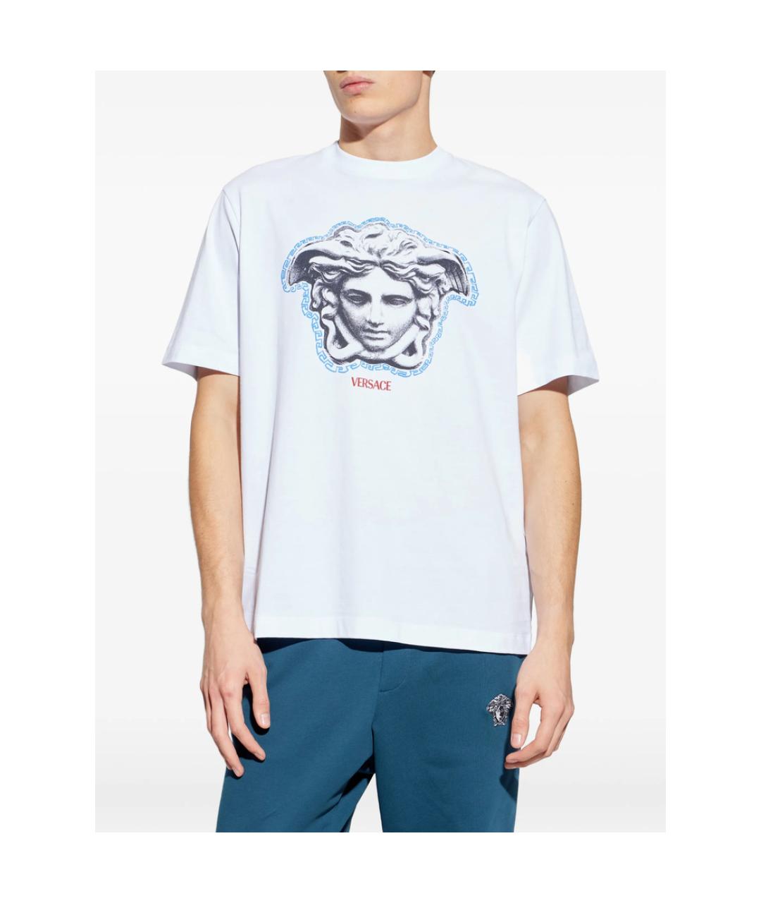 VERSACE Белая хлопковая футболка, фото 4
