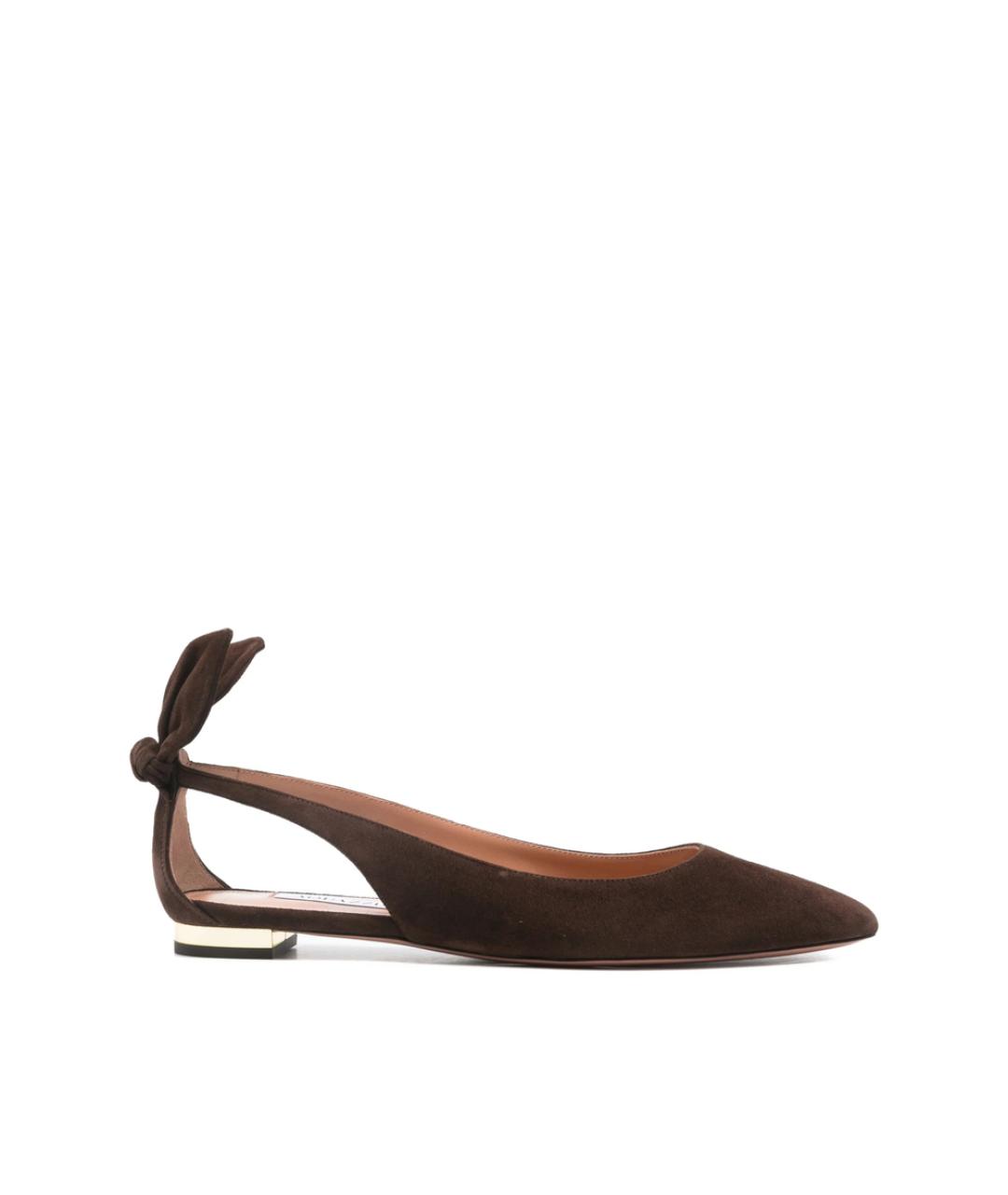 AQUAZZURA Коричневые замшевые балетки, фото 1