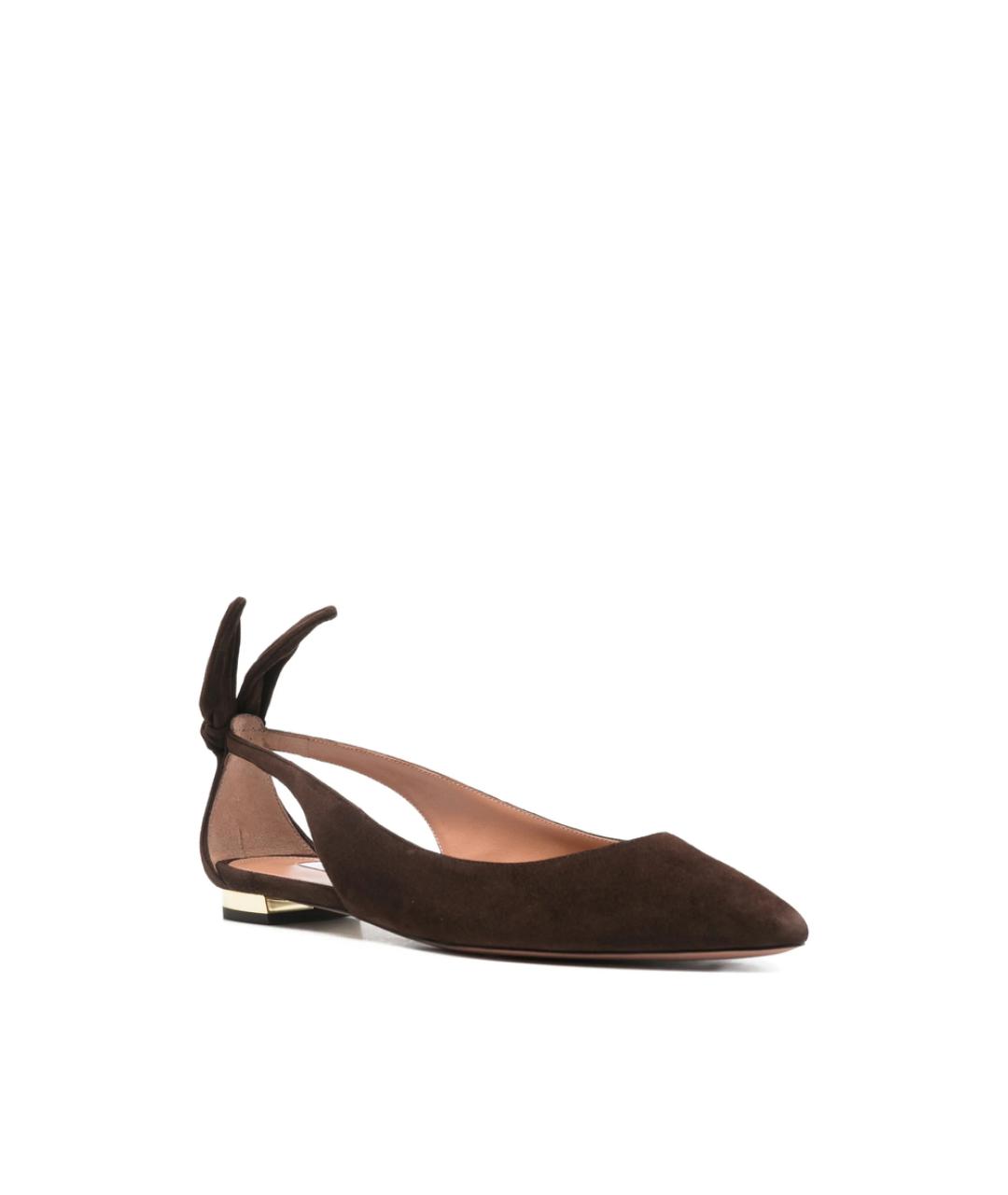 AQUAZZURA Коричневые замшевые балетки, фото 4