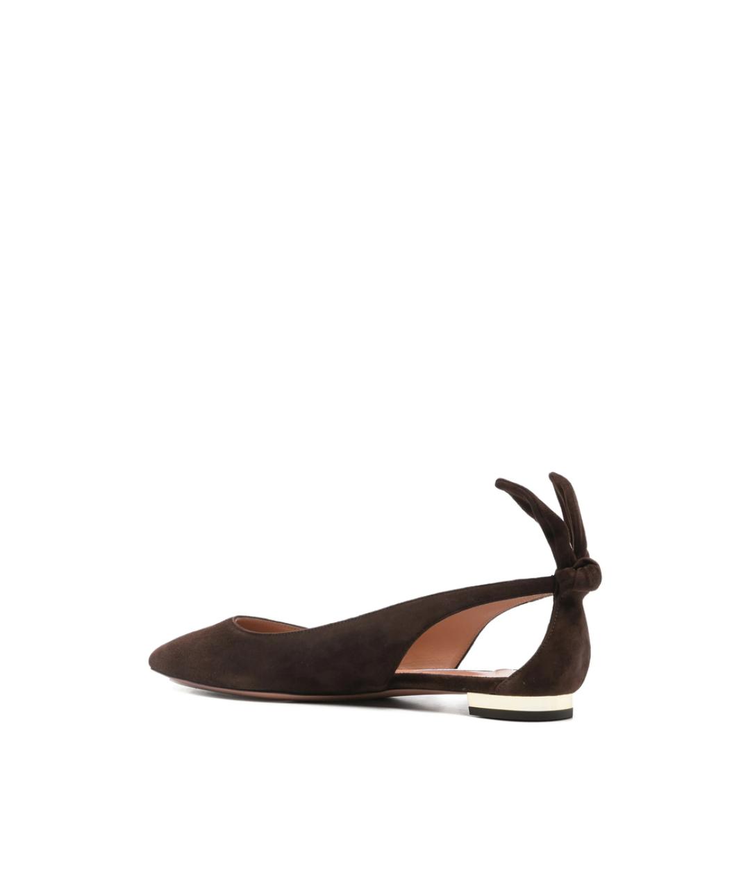 AQUAZZURA Коричневые замшевые балетки, фото 2