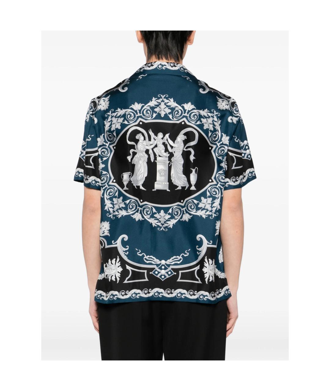 VERSACE Синяя шелковая кэжуал рубашка, фото 2