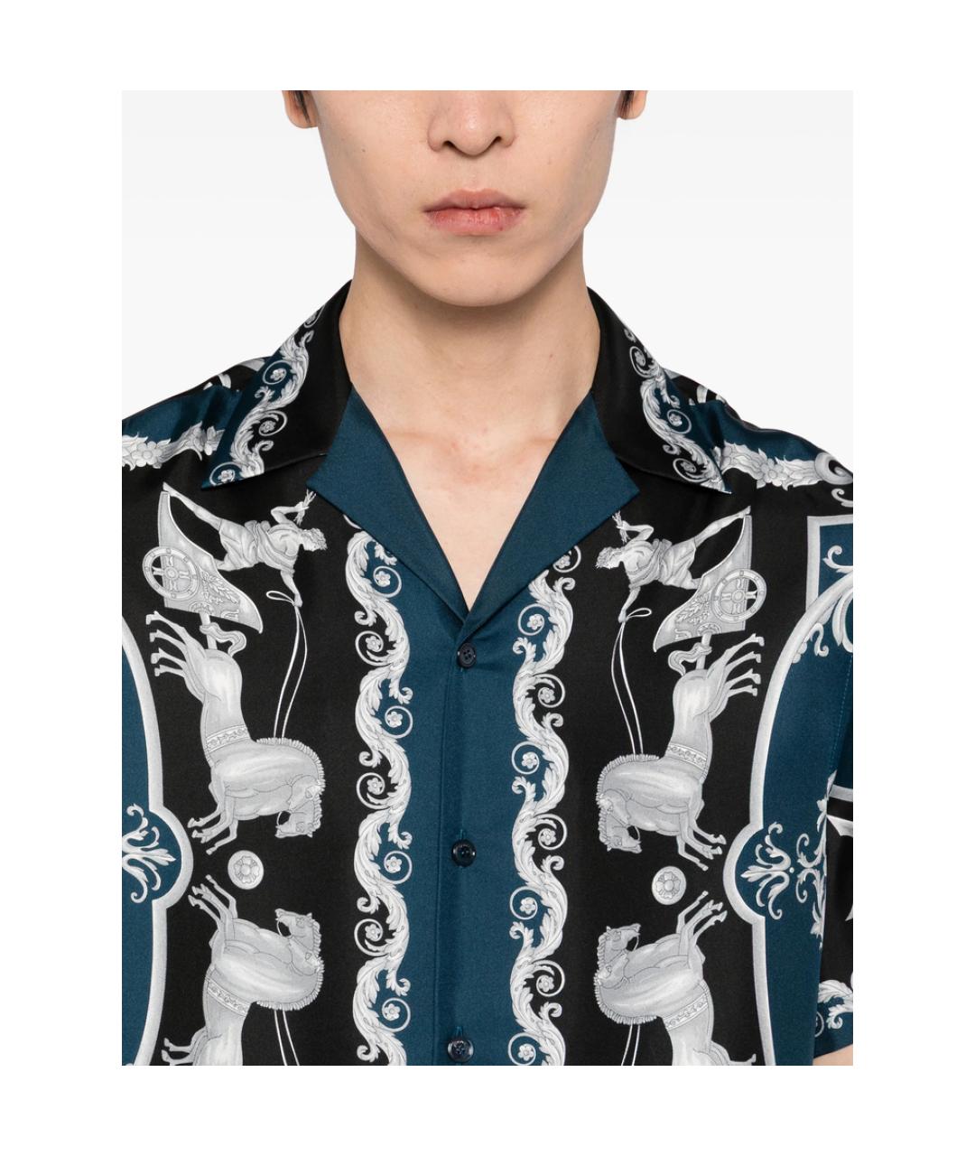 VERSACE Синяя шелковая кэжуал рубашка, фото 3