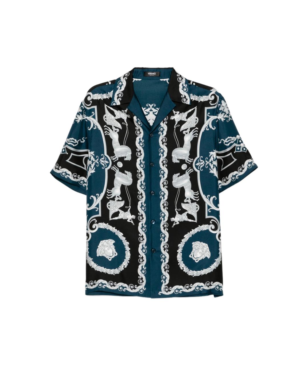 VERSACE Синяя шелковая кэжуал рубашка, фото 1