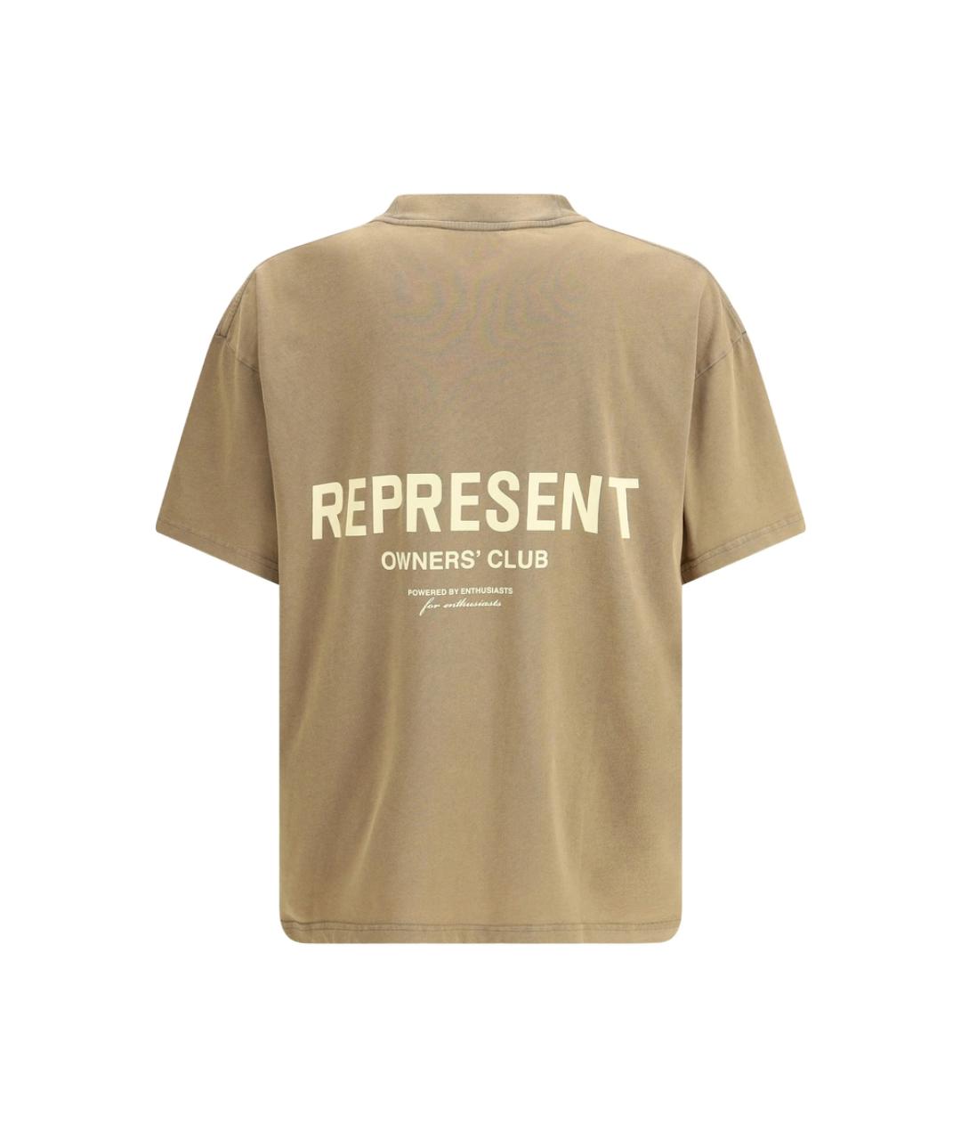 REPRESENT Бежевая хлопковая футболка, фото 3