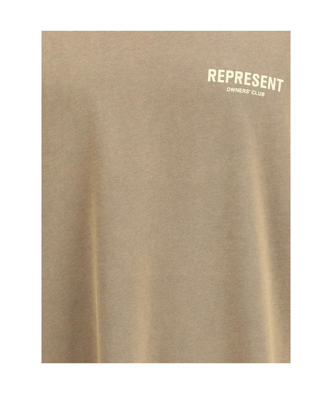 REPRESENT Бежевая хлопковая футболка, фото 2