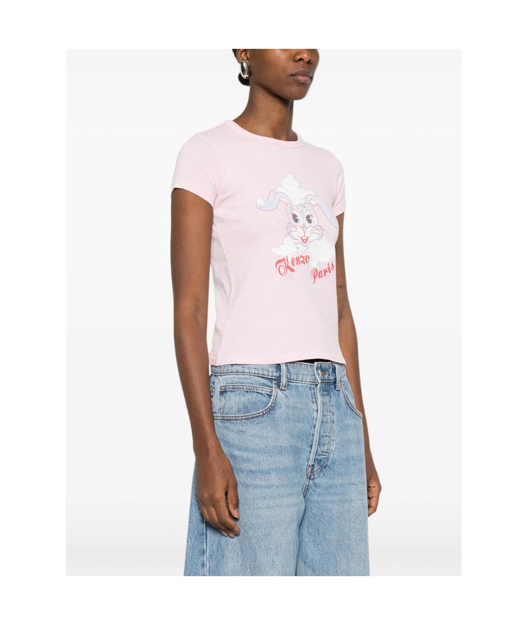 KENZO Розовая хлопковая футболка, фото 4