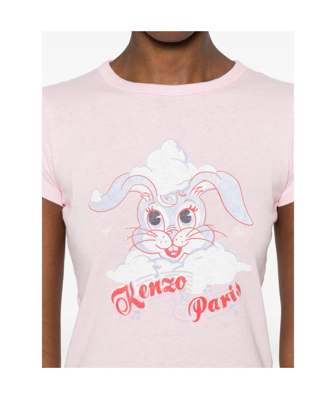 KENZO Розовая хлопковая футболка, фото 2