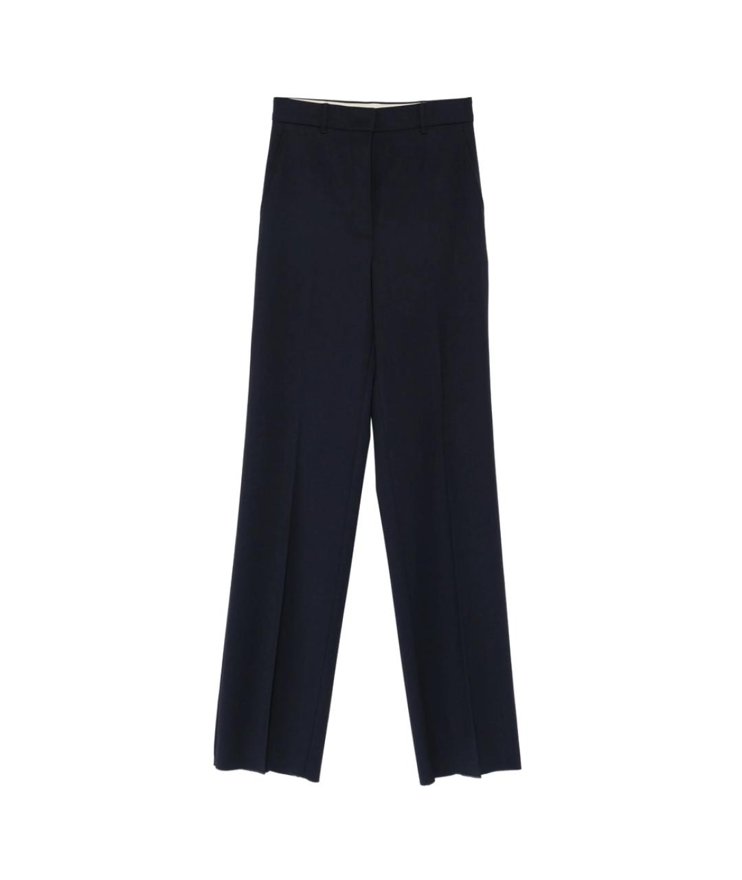 MAX MARA STUDIO Темно-синие шерстяные прямые брюки, фото 1
