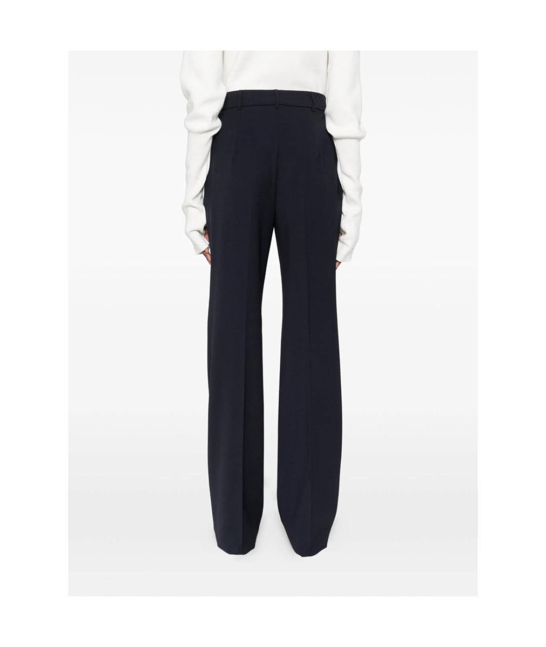 MAX MARA STUDIO Темно-синие шерстяные прямые брюки, фото 3