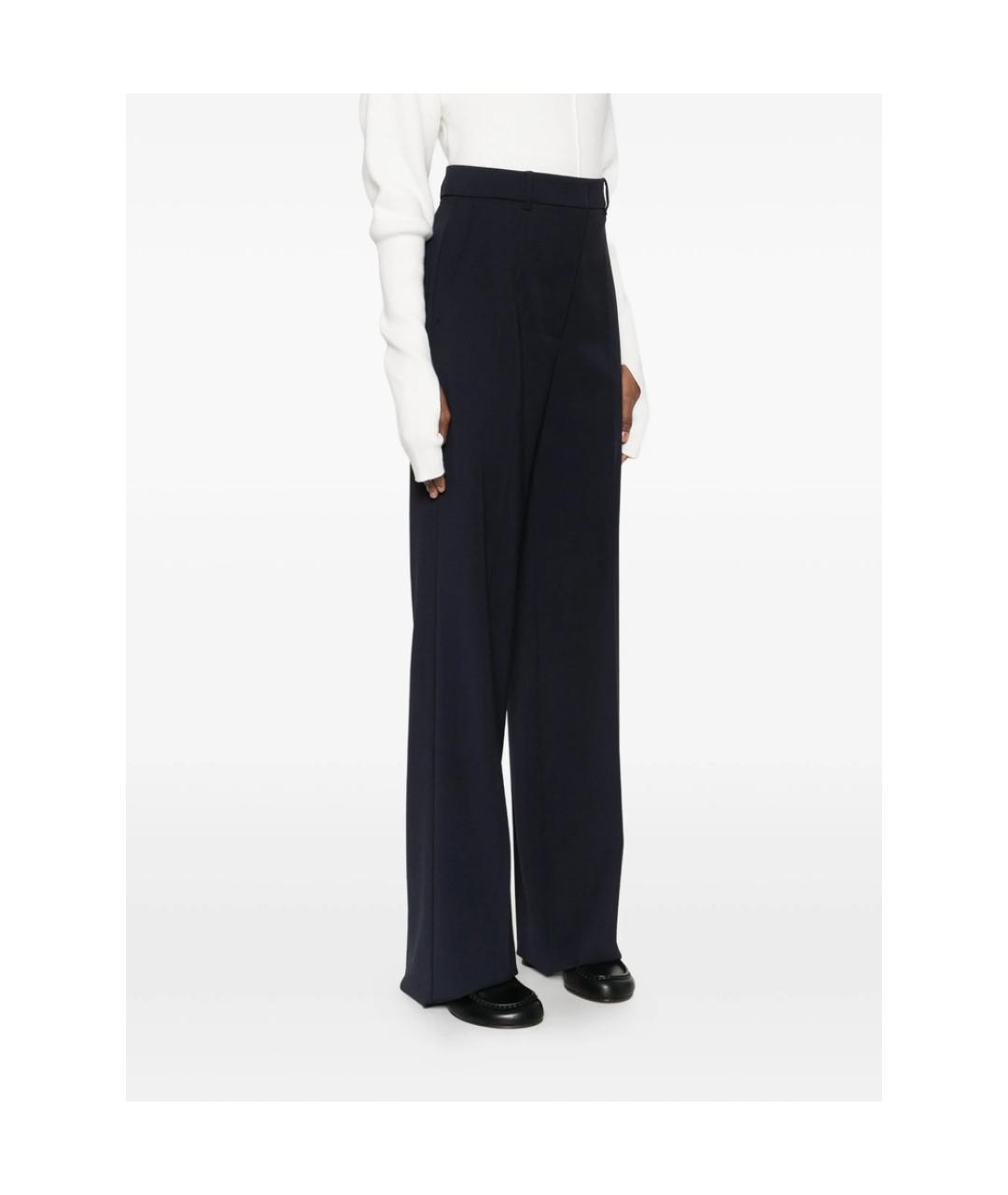 MAX MARA STUDIO Темно-синие шерстяные прямые брюки, фото 5
