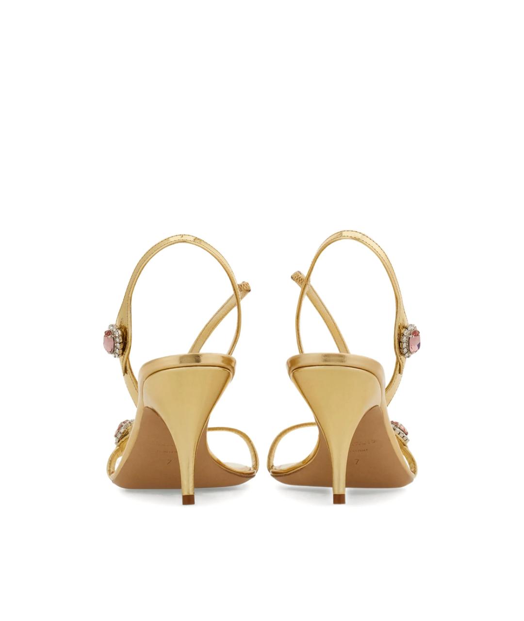 FERRAGAMO Золотые кожаные босоножки, фото 5