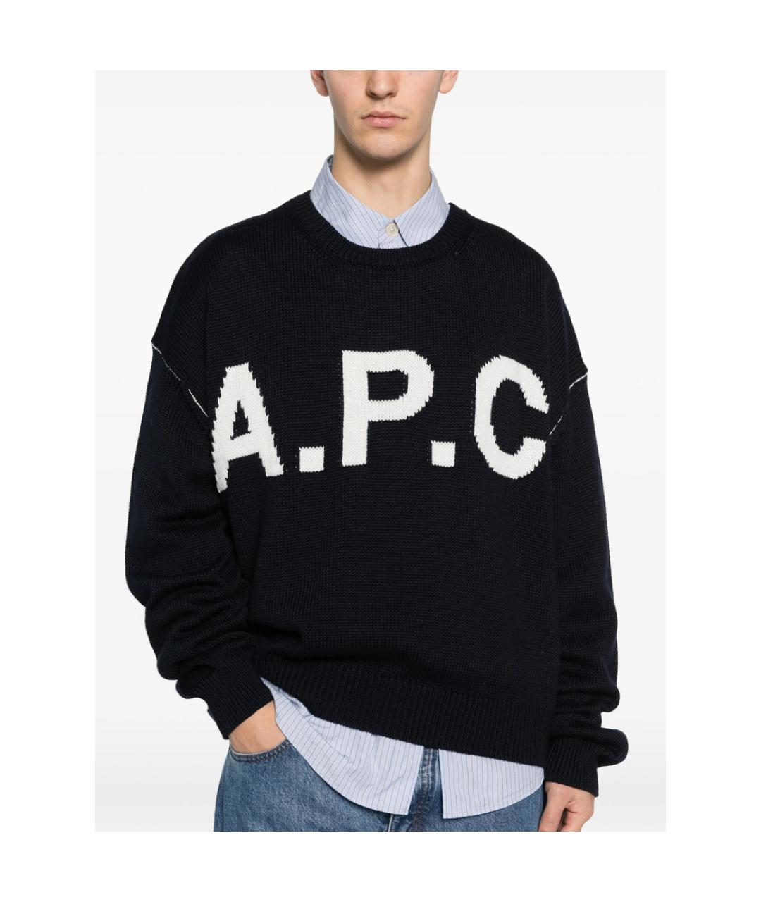 A.P.C. Темно-синий шерстяной джемпер / свитер, фото 2