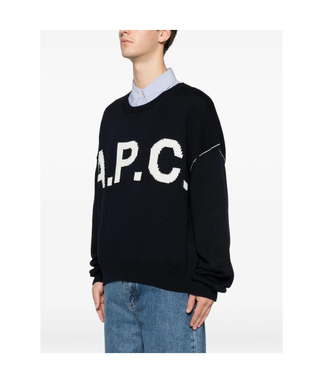 A.P.C. Темно-синий шерстяной джемпер / свитер, фото 4