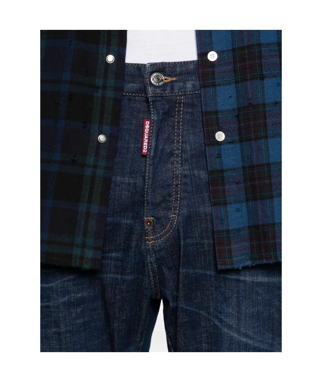 DSQUARED2 Синие хлопковые прямые джинсы, фото 2